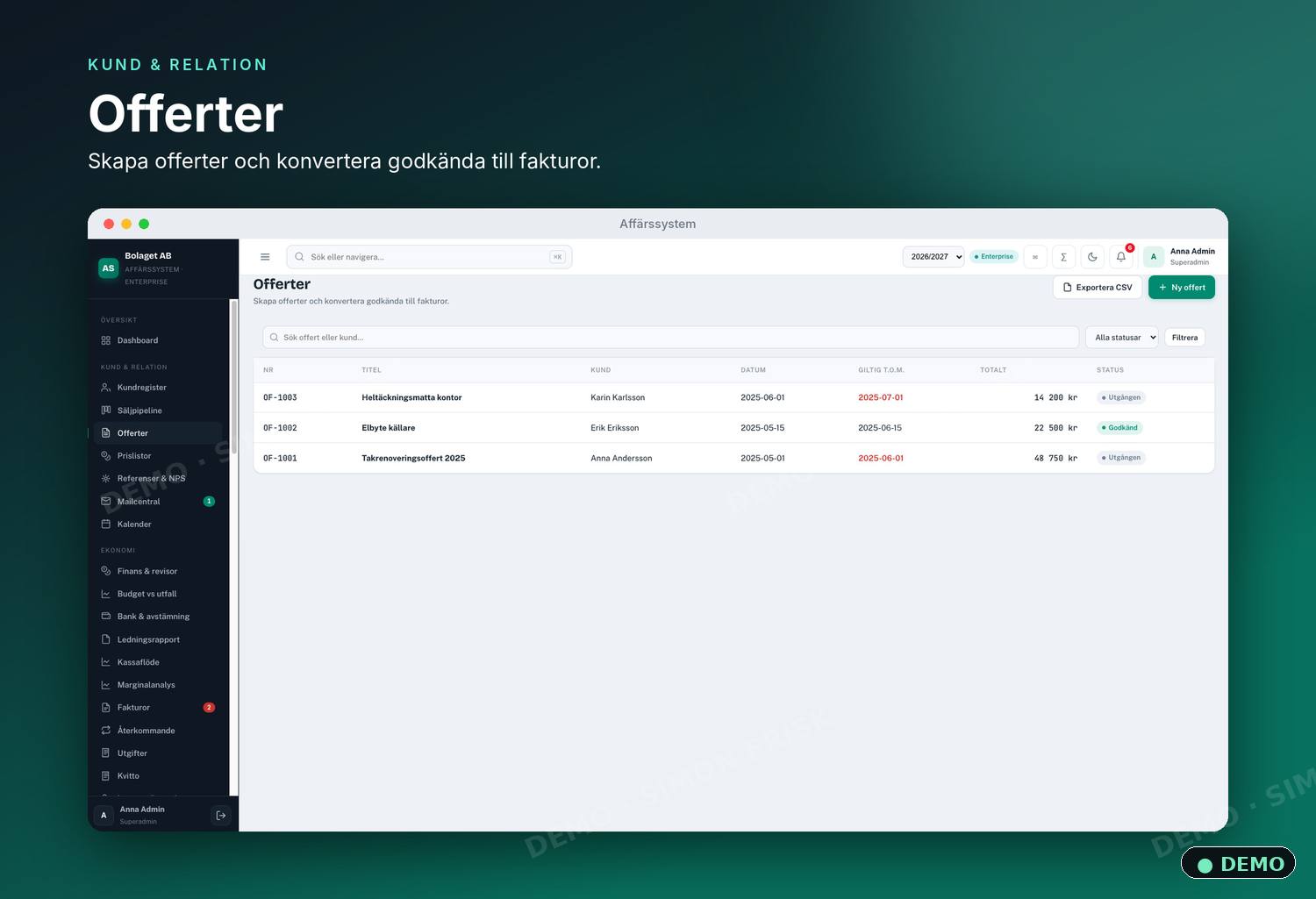 Offerter (demo)